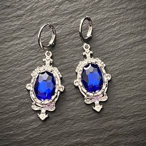 Beautiful Lab Created Sapphire Earrings With Silver Tone Leverback Closures NWOT